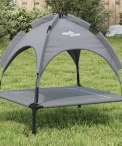 Lit pour chien avec auvent anthracite tissu Oxford et acier