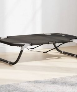 Lit pour chien pliable anthracite tissu Oxford et acier